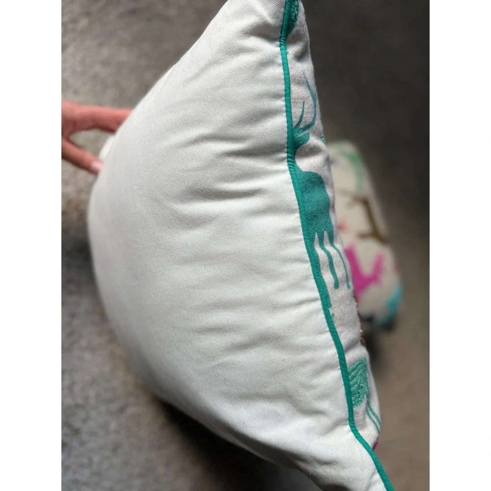Vintage Pier one‎ Embroidered bedead Deer Pillow Throw Pillow Whimsical Decor